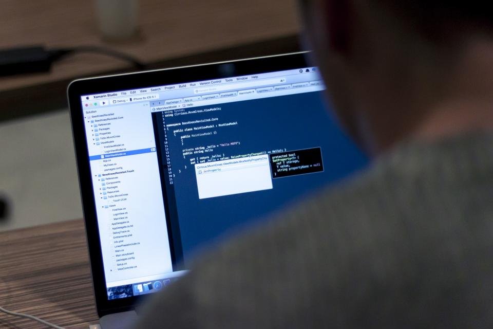 Code on a laptop screen for a WordPress project